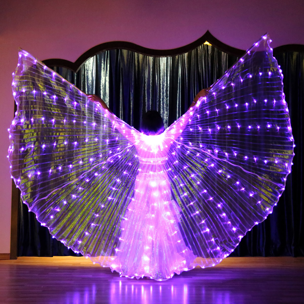 Solid Color Led Light Up Belly Dance Capes Isis Wing For Ladies